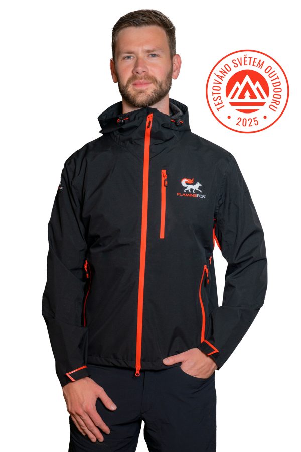 čierna pánska outdoorová bunda - flamingfox storm protect pro